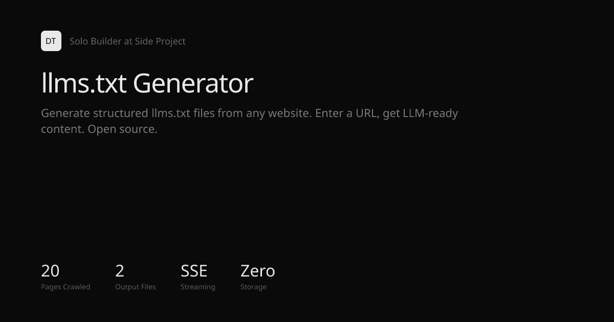 llms.txt Generator | Devansh Tiwari